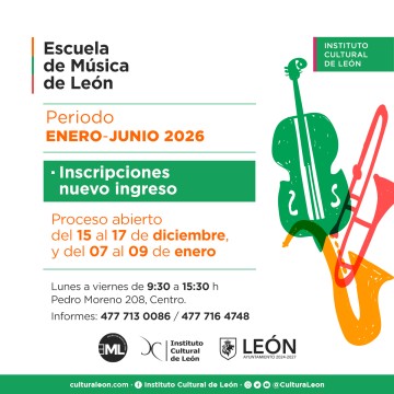 Inscripciones periodo enero-junio 2026 de la Escuela de Música de León